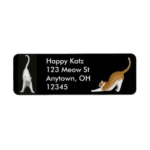 Happy Stretching Cats Label