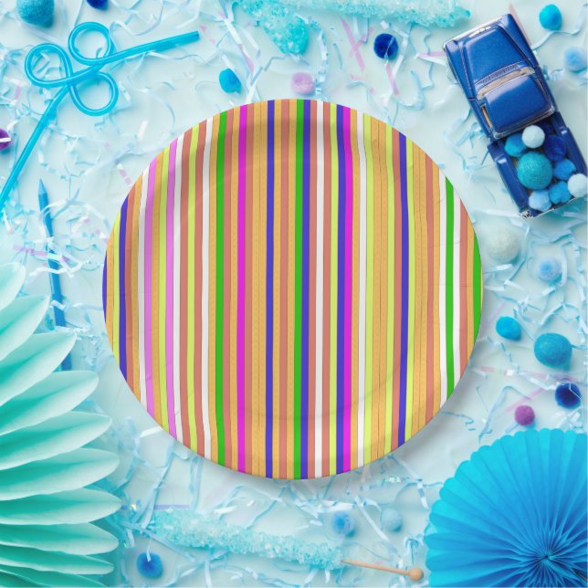 Happy Stripes Paper Plate (Party)
