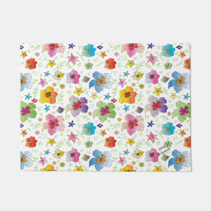 Happy, Stylish Flower Floral Pattern Colourful  Doormat