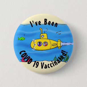 Happy submarine cartoon 6 cm round badge