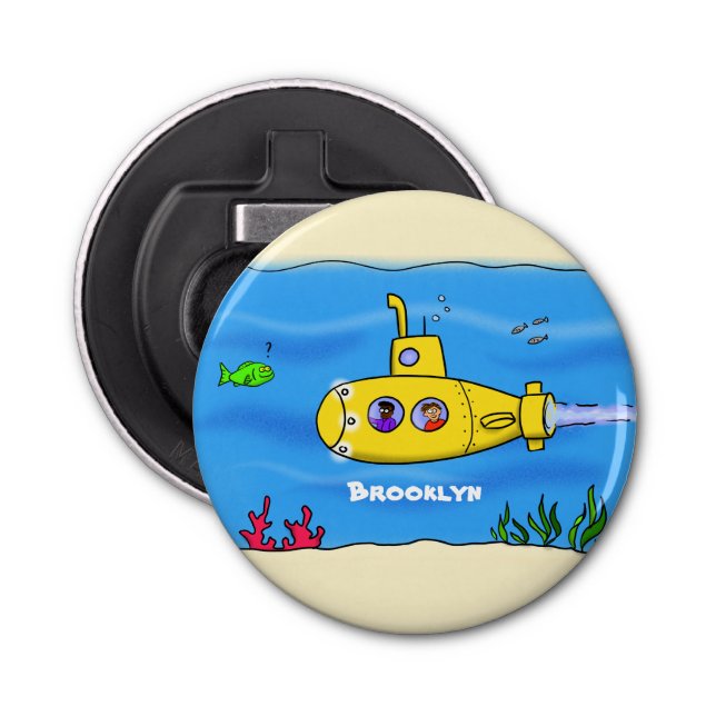 Happy submarine cartoon bottle opener (Front)
