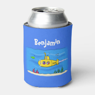 Happy submarine cartoon can cooler