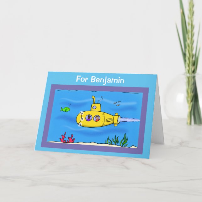 Happy submarine cartoon card (Front)
