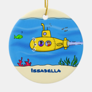Happy submarine cartoon ceramic tree decoration