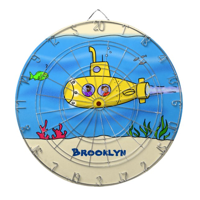 Happy submarine cartoon dartboard (Front)