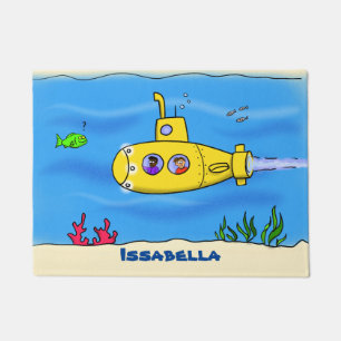 Happy submarine cartoon doormat