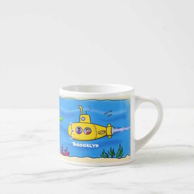 Happy submarine cartoon espresso cup (Right)