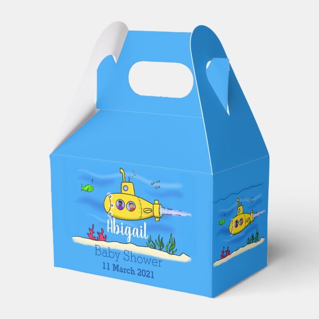 Happy submarine cartoon favour box (Front Side)
