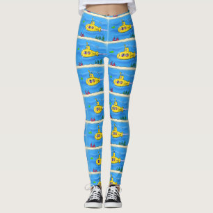 Happy submarine cartoon leggings