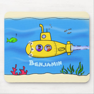 Happy submarine cartoon mouse mat