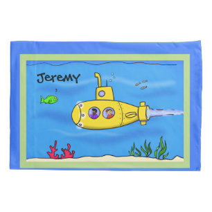 Happy submarine cartoon pillowcase