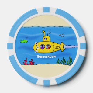 Happy submarine cartoon poker chips