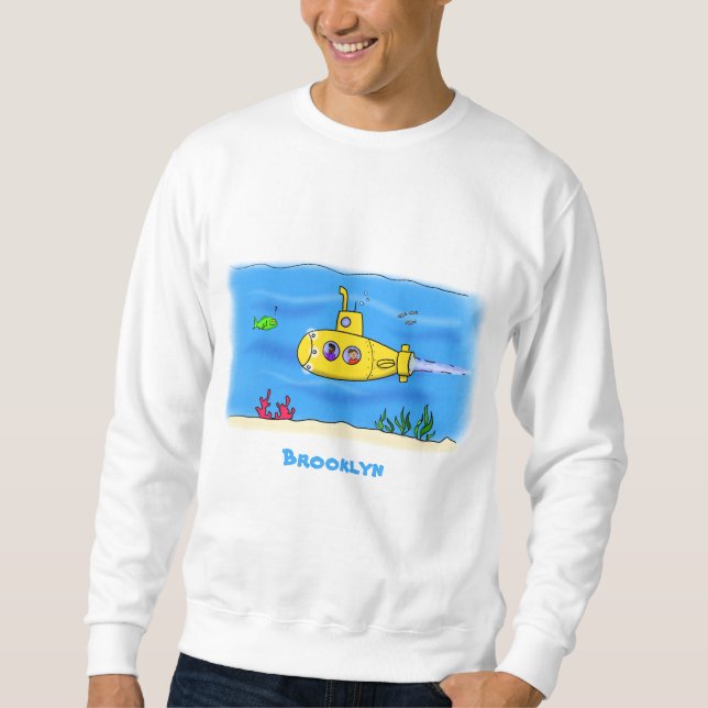 Happy submarine cartoon sweatshirt (Front)