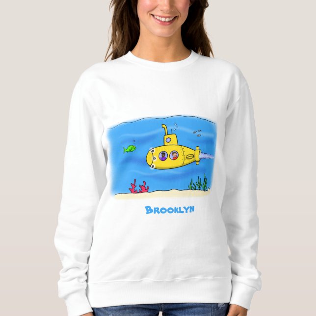 Happy submarine cartoon sweatshirt (Front)