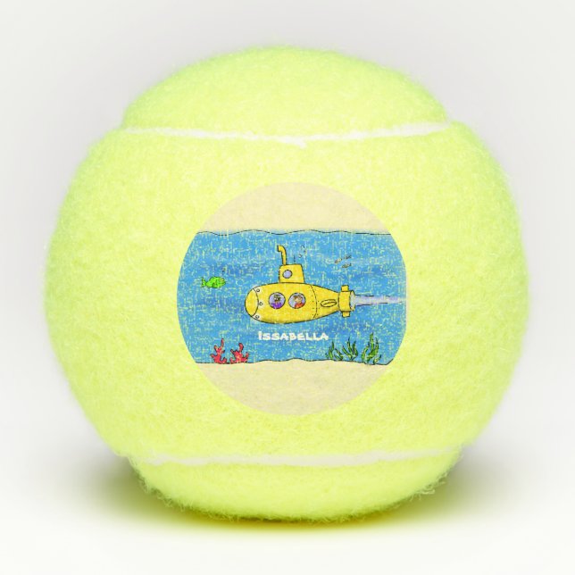 Happy submarine cartoon tennis balls (Front)