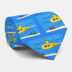 Happy submarine cartoon tie