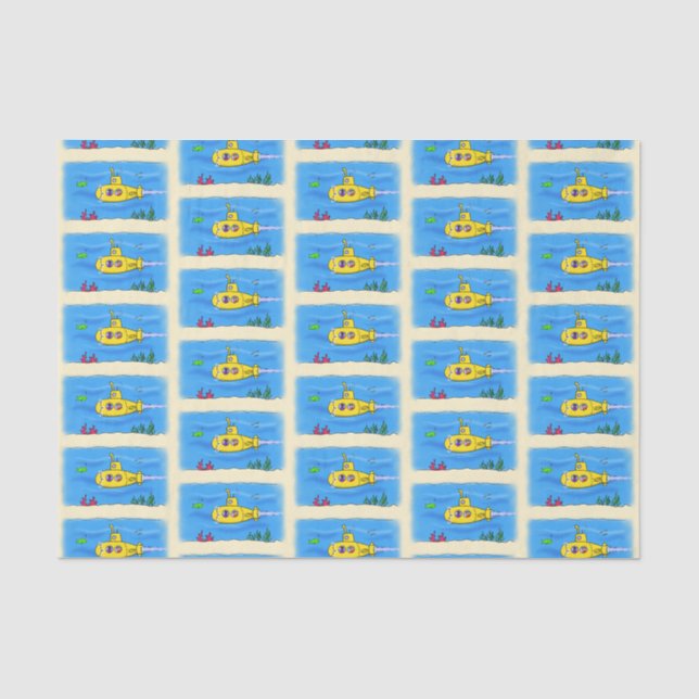 Happy submarine cartoon tissue paper (Front)