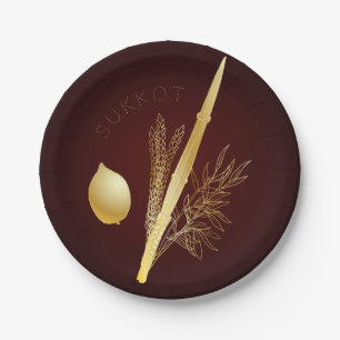 Happy Sukkot Festival Jewish Holiday Vintage Paper Plate