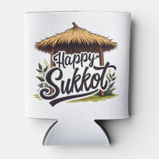 Happy Sukkot Jewish holiday Hanukkah Can Cooler