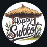 Happy Sukkot Jewish holiday Hanukkah  Classic Round Sticker<br><div class="desc">Sukkot,  Jewish holiday,  Happy Sukkot,  festive wishes,  Jewish traditions,  Sukkot 2024,  holiday greeting,  Jewish celebration,  Sukkot design,  Jewish festival,  Sukkot joy,  festive Judaism,  Sukkot season</div>