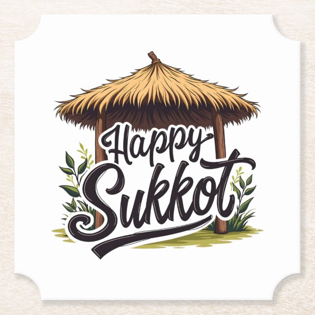 Happy Sukkot Jewish holiday Hanukkah  Paper Coaster (Front)