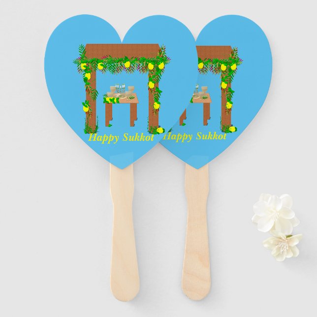 Happy Sukkot ,Personalised Hand Fan (Front and Back)