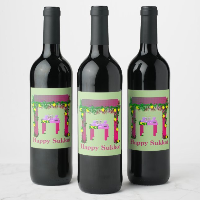 Happy Sukkot ,Personalised Wine Label (Bottles)