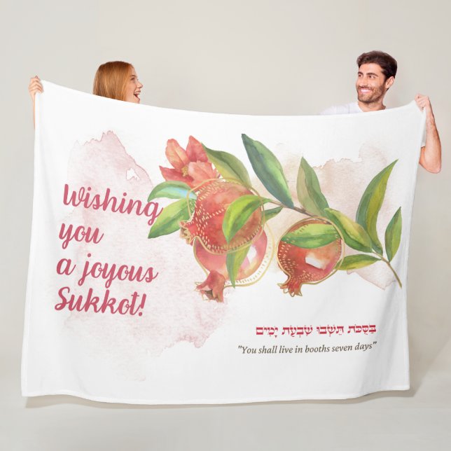 Happy Sukkot | Sukkot Sameach | Sukkah Decor Fleece Blanket (In Situ)