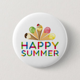 Happy Summer And Ice-Cream 6 Cm Round Badge