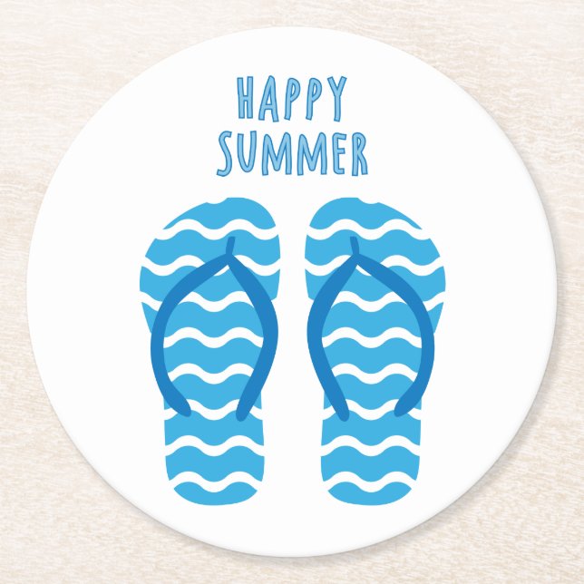 Happy Summer Coaster With Flip Flops (Front)