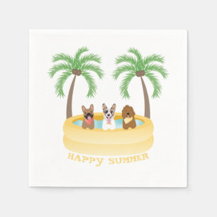 Happy Summer Dogs Swimming Pool Napkin