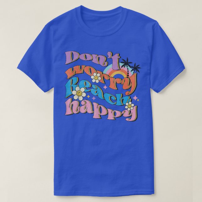 Happy Summer Floral Tropical Beach Family Summer H T-Shirt (Design Front)