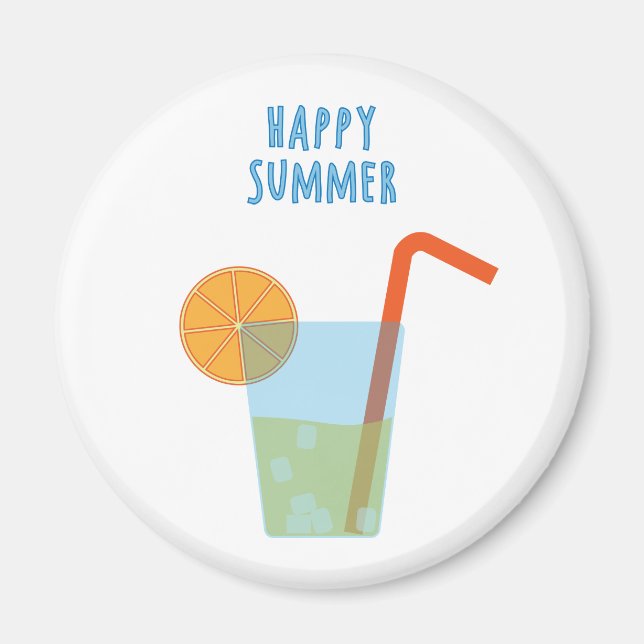 Happy Summer Magnet With A Cocktail (Front)