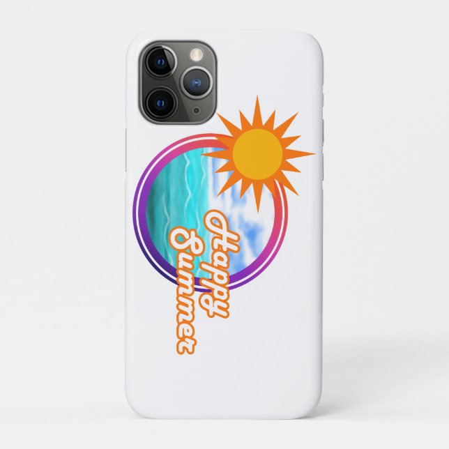 Happy Summer Ocean Circle Case-Mate iPhone Case (Back)