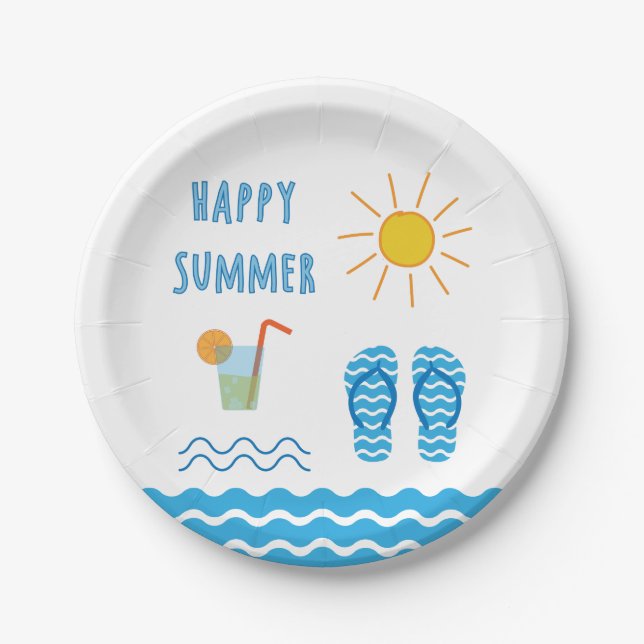 Happy Summer Paper Plate (Front)