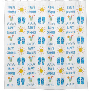 Happy Summer Pattern Shower Curtain