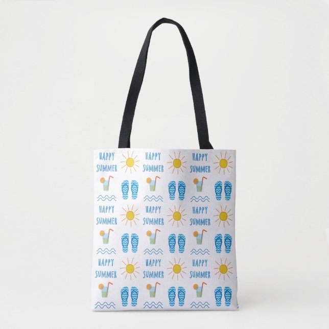 Happy Summer Pattern Tote Bag (Front)