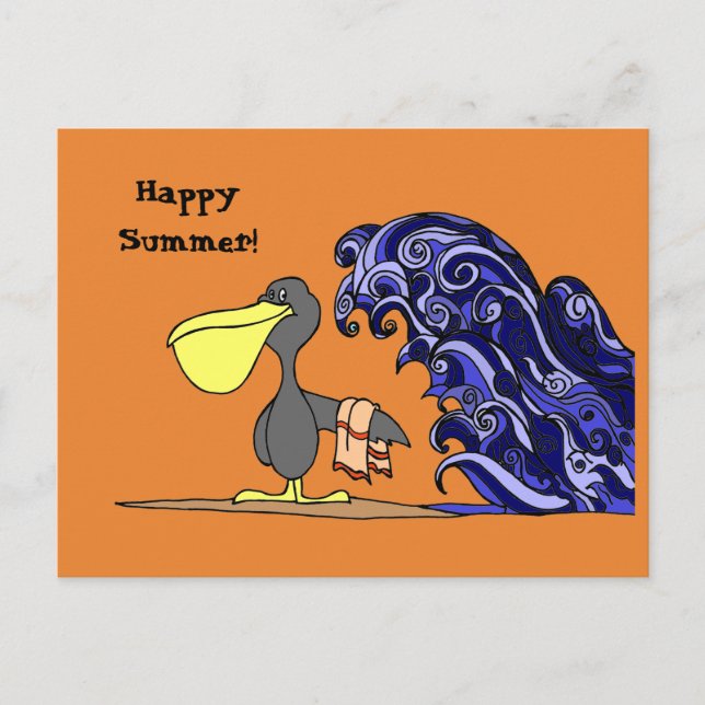 Happy Summer Pelican Postcard (Front)