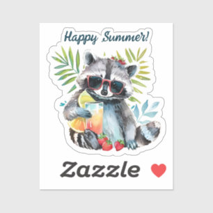 Happy summer racoon beach chillout