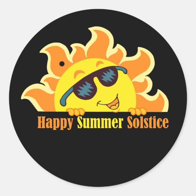 happy summer solstice 2024 black classic round sticker (Front)