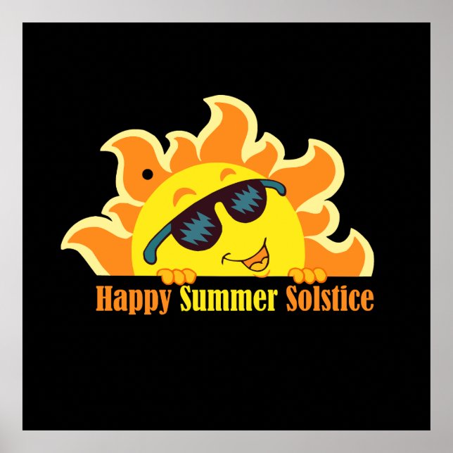 happy summer solstice 2024 black poster (Front)