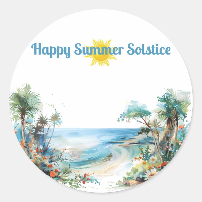 happy summer solstice 2024 sun  classic round sticker (Front)