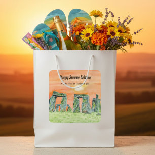 Happy Summer Solstice Stonehenge Square Sticker