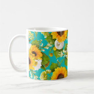Happy summer sunflower pattern coffee mug