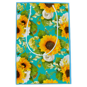 Happy summer sunflower pattern medium gift bag