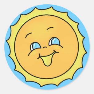 Happy Summer Sunshine Face Classic Round Sticker