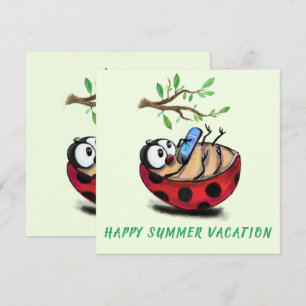 Happy Summer Vacation Card Ladybug with Phone