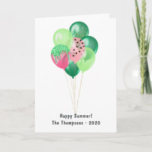 Happy Summer Watermelon Balloons Greeting Card