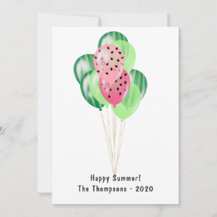 Happy Summer Watermelon Balloons Greeting Card