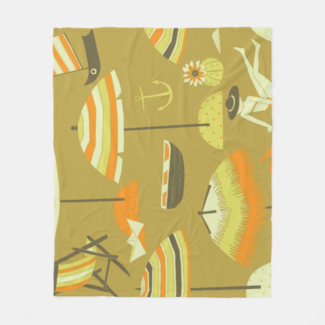 Happy Summertime Fun Seamless Pattern Fleece Blanket (Front)